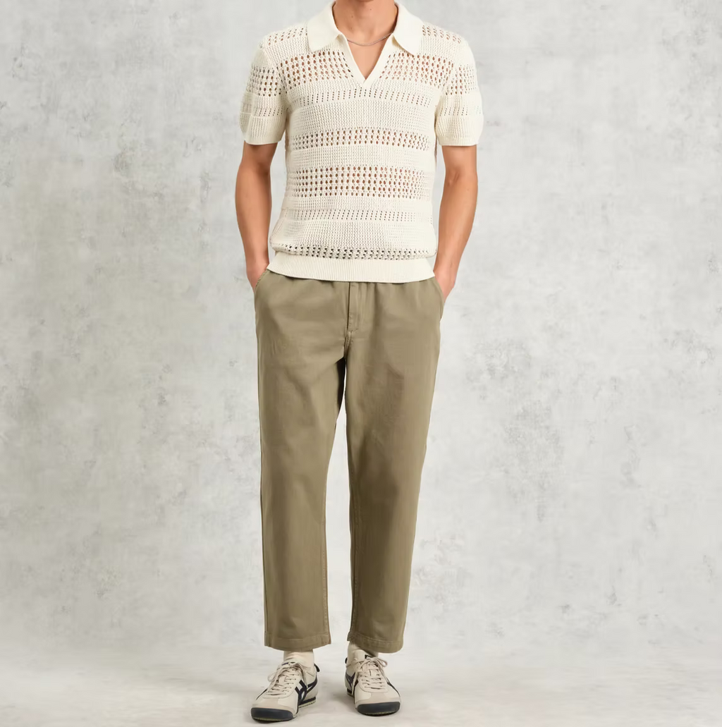 Wax London Seina Polo - Stripe Open Knit