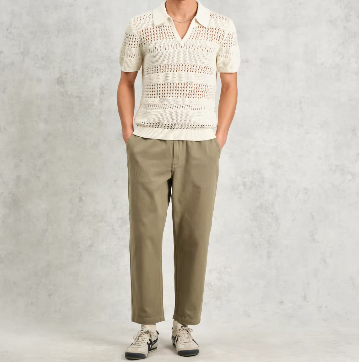 Wax London Seina Polo - Stripe Open Knit