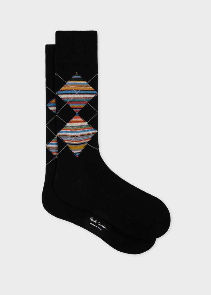 Paul Smith Black 'Signature Stripe' Argyle Socks