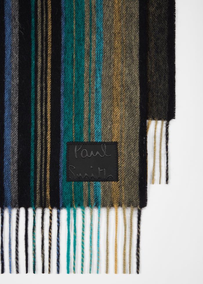 Paul Smith Brown Lambswool Stripe Scarf