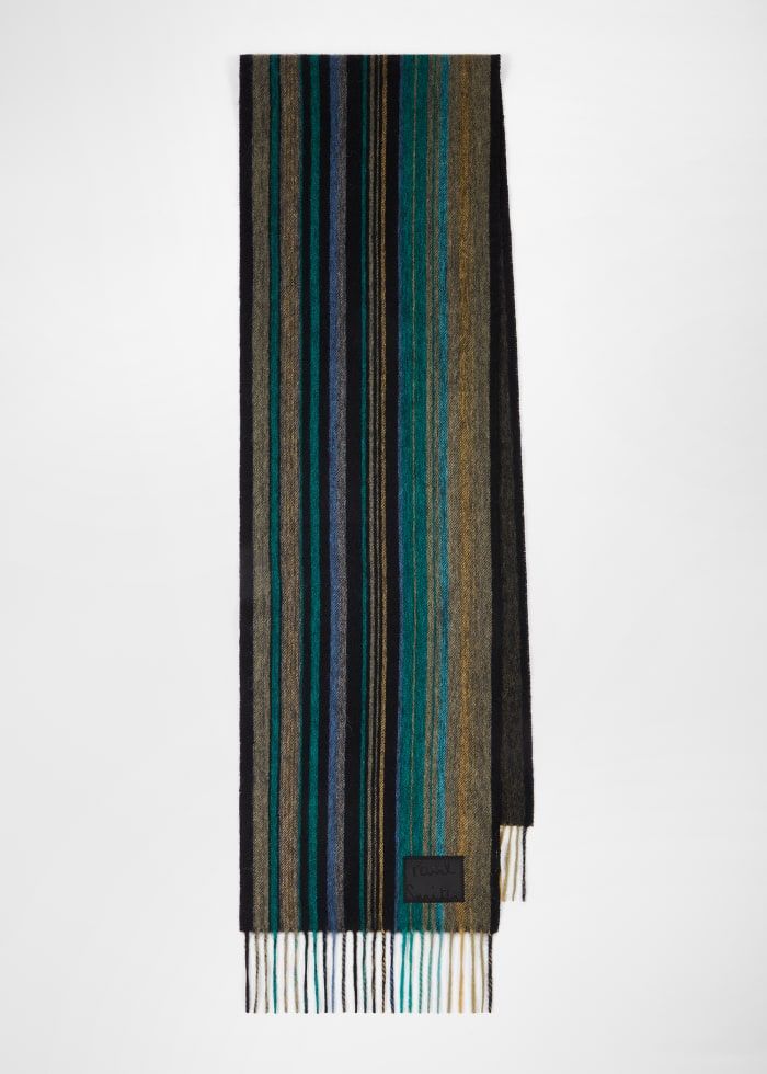 Paul Smith Brown Lambswool Stripe Scarf
