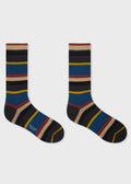 Paul Smith Men's Sock PS Stripe Petrol Blue