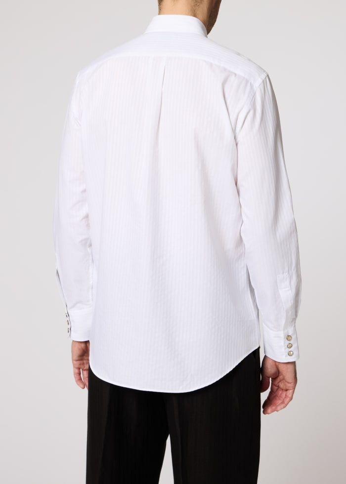 Paul Smith White Twill-Stripe Western Shirt