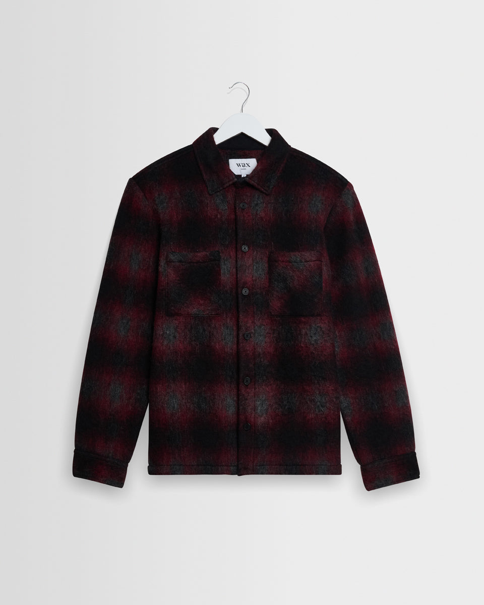 Wax London Whiting Overshirt Elm Wool Blend Check