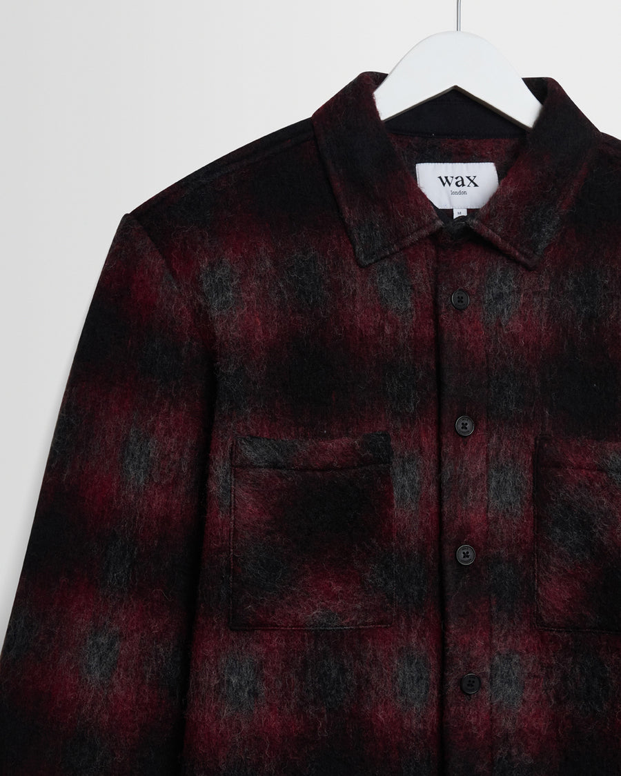 Wax London Whiting Overshirt Elm Wool Blend Check