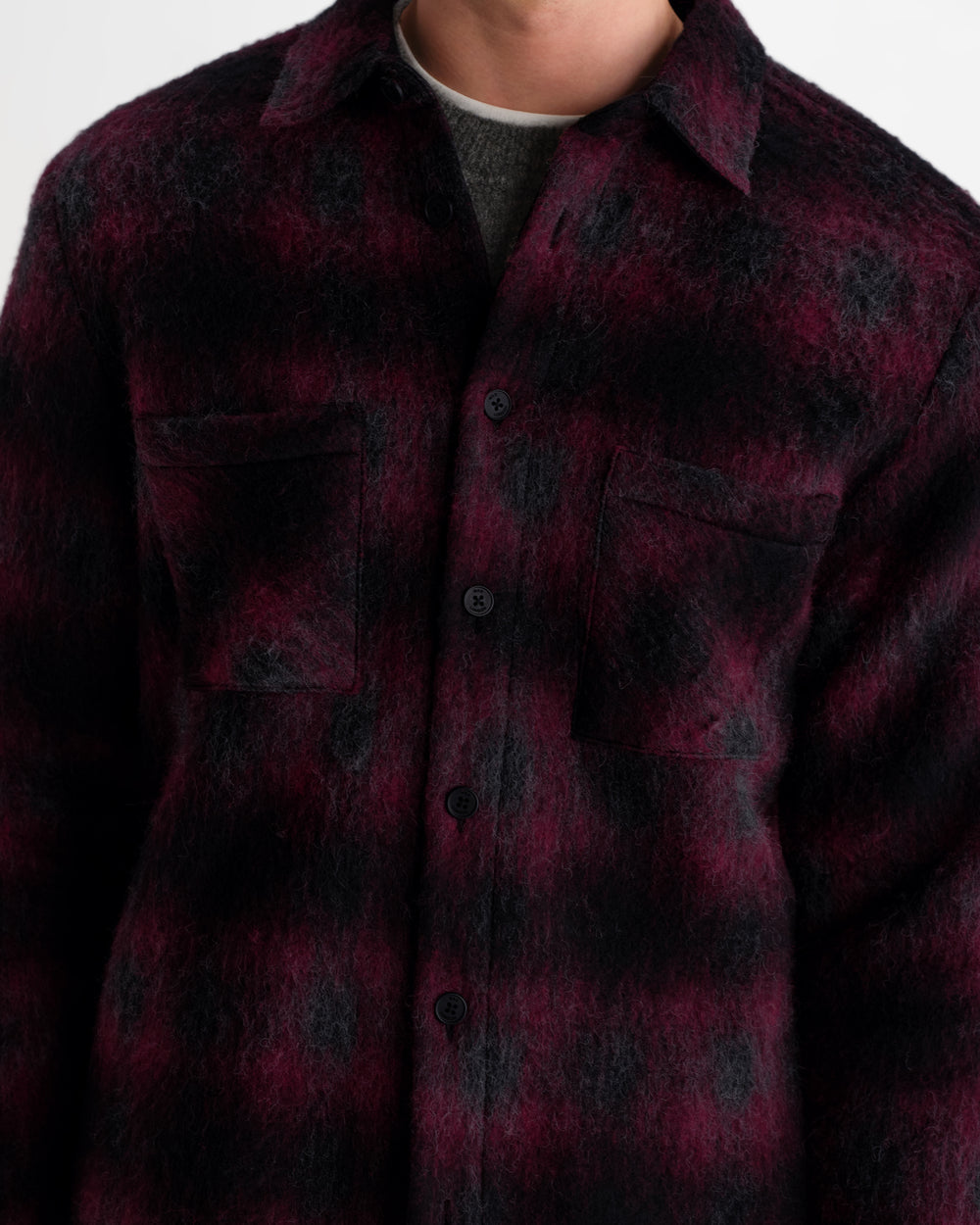Wax London Whiting Overshirt Elm Wool Blend Check