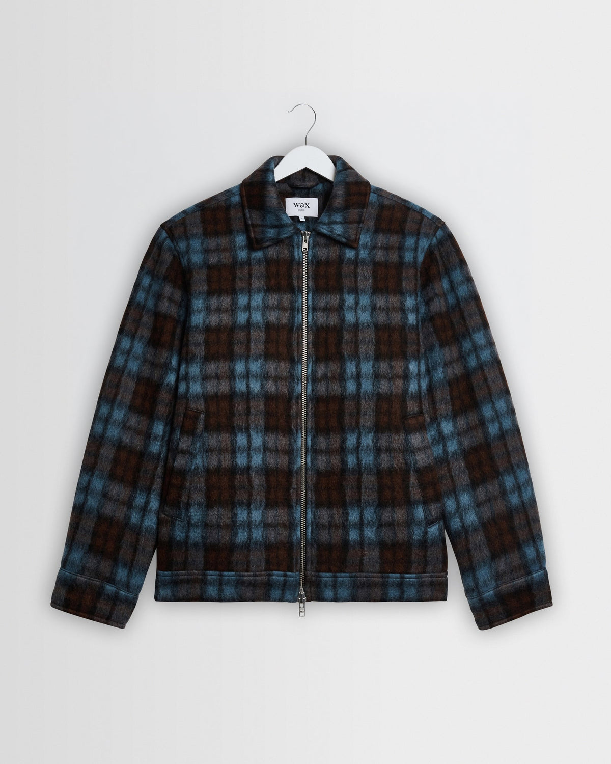 Wax London Heath Jacket Blue and Brown Mohair Check