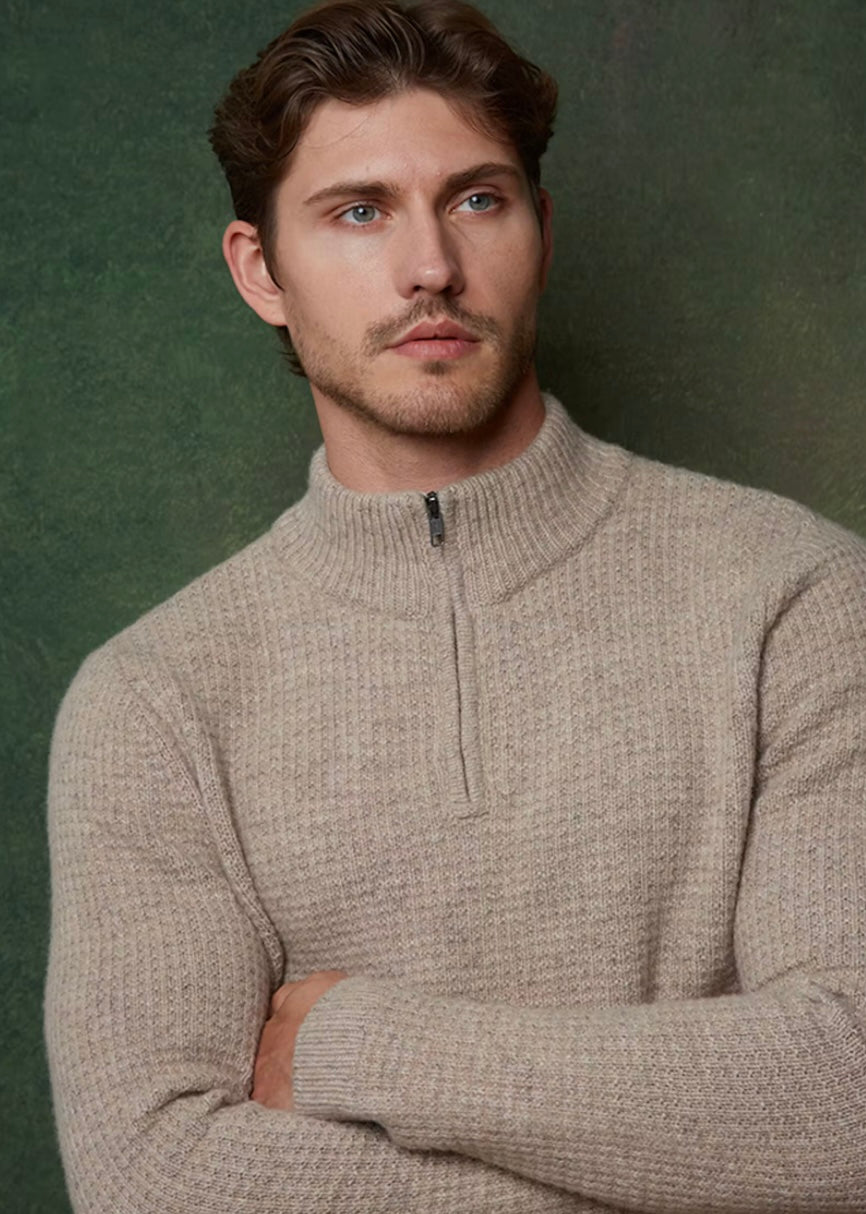 Autumn Cashmere 1/4 Zip Waffle Stitch