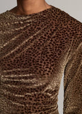 Vince Velour Burnout Draped Long-Sleeve Top