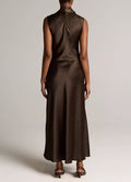 Vince Satin Scarf-Neck Dress