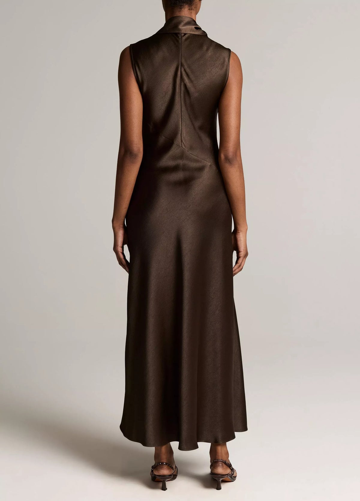 Vince Satin Scarf-Neck Dress