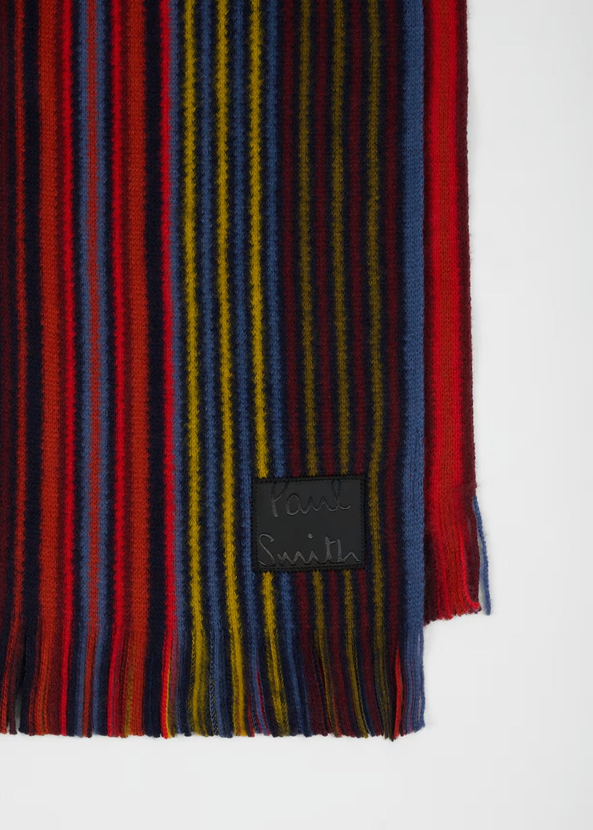 Paul Smith Red Wool Double Side Stripe Scarf