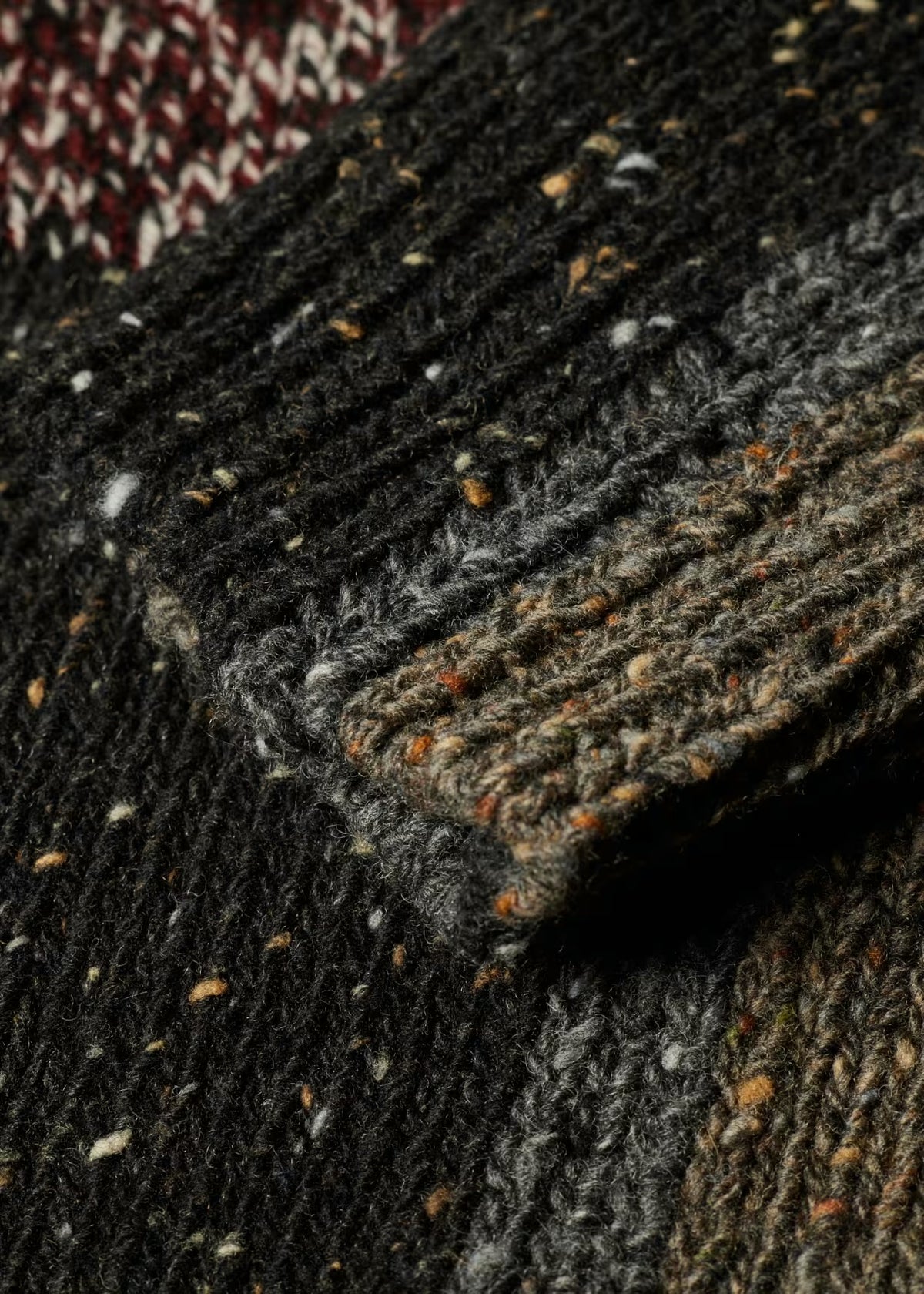 Paul Smith Black and Grey Flecked Stripe Polka Dot Wool Sweater