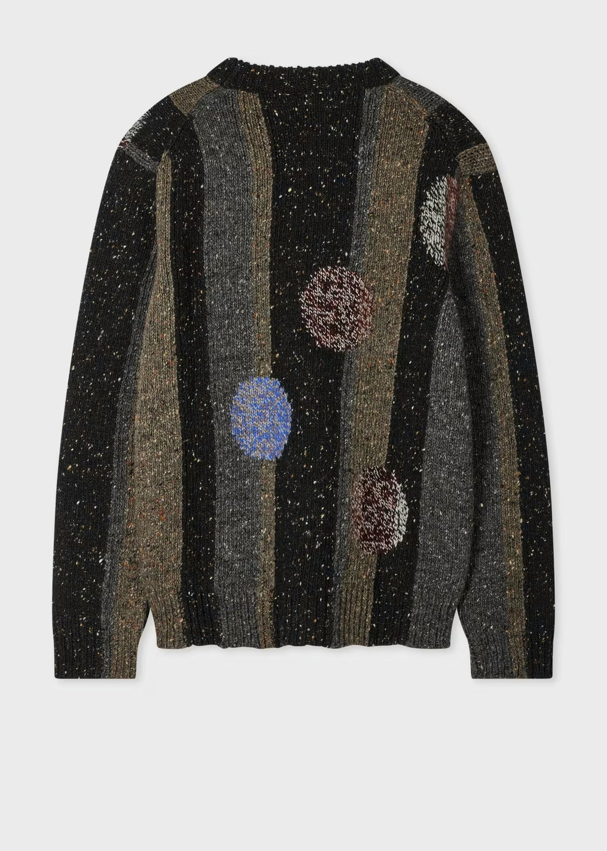 Paul Smith Black and Grey Flecked Stripe Polka Dot Wool Sweater