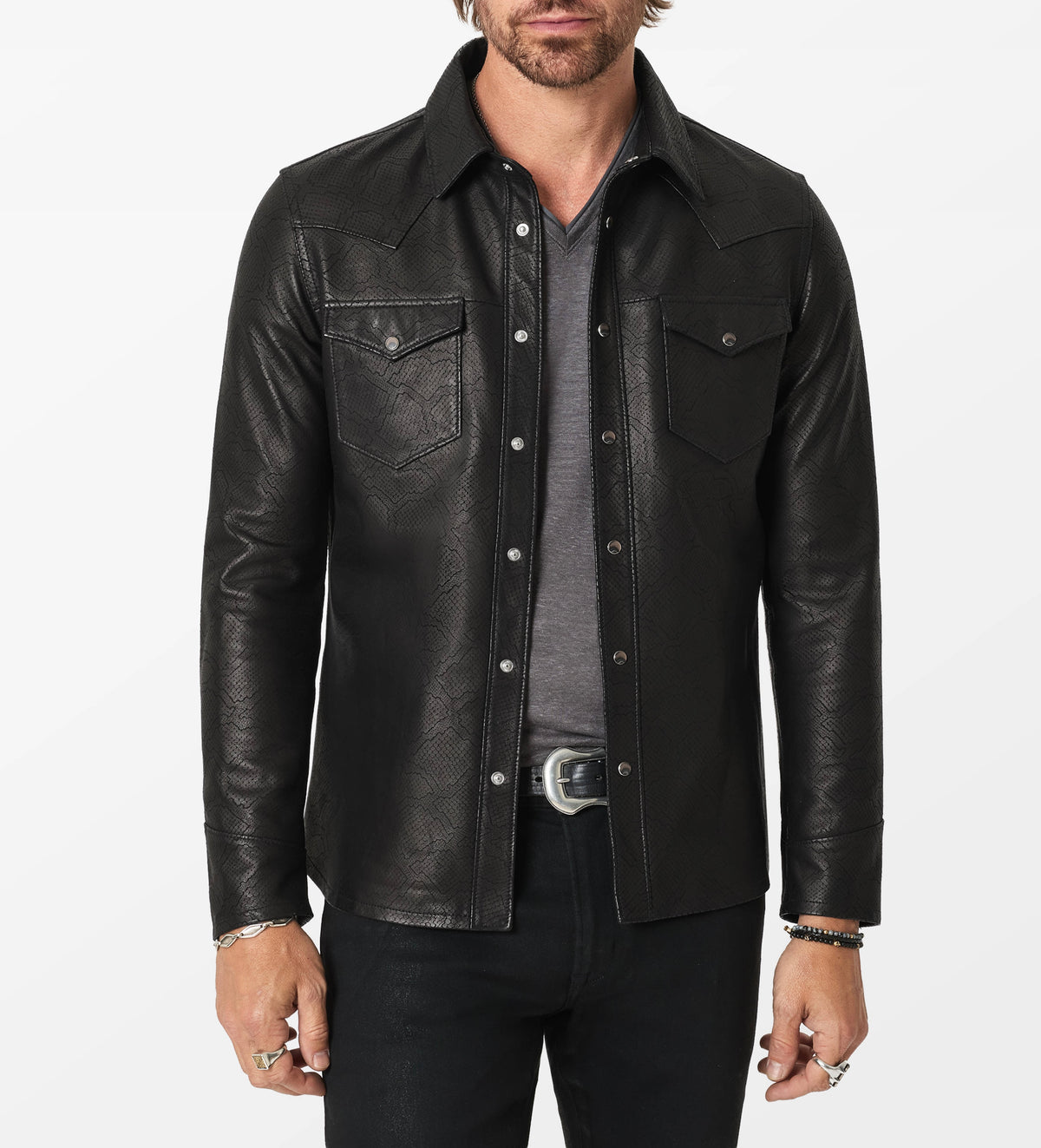 John Varvatos Sage Leather Shirt Jacket