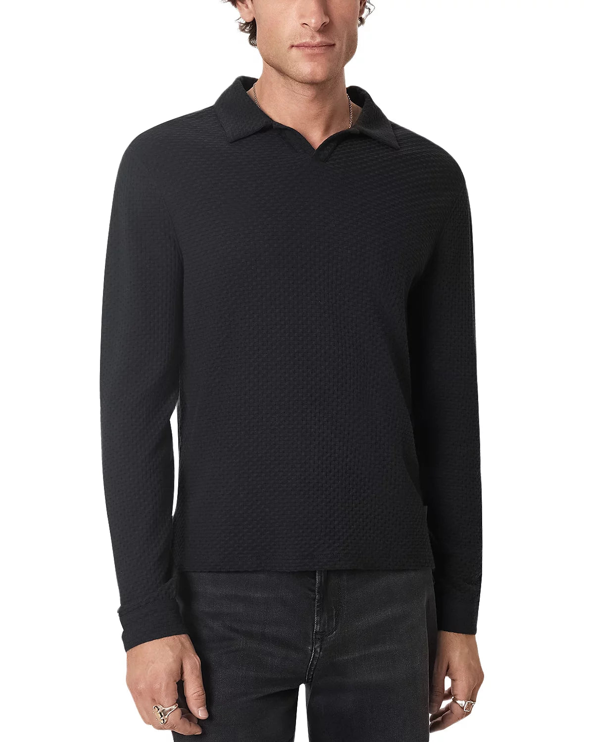 John Varvatos Zack LS Johnny Polo in Basket Stitch