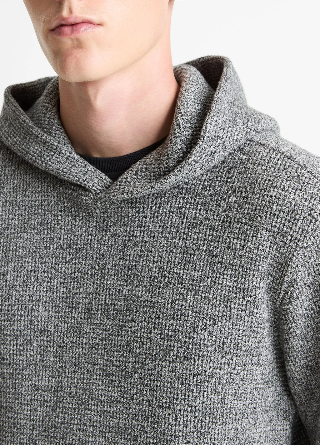 Vince Brushed Waffle Long Sleeve Pullover Hoodie