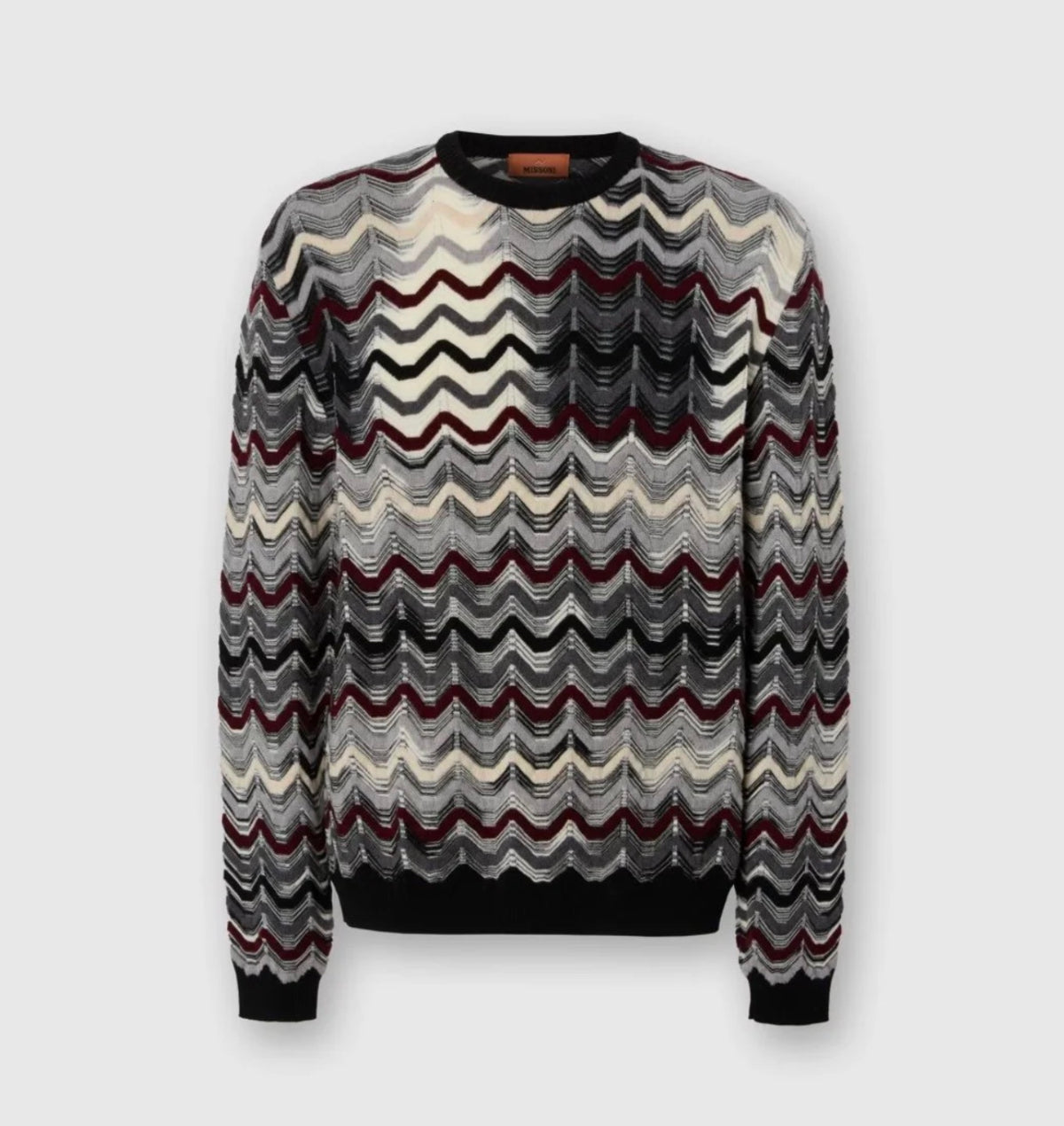 Missoni Crew Neck Sweater With Geometric Zigzag Pattern