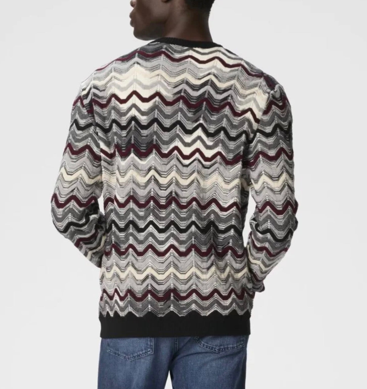 Missoni Crew Neck Sweater With Geometric Zigzag Pattern