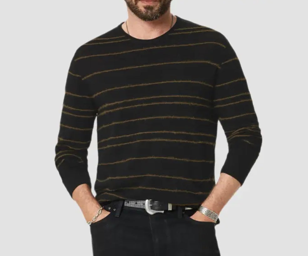 John Varvatos Everly Long Sleeve Texture Stripe Crew