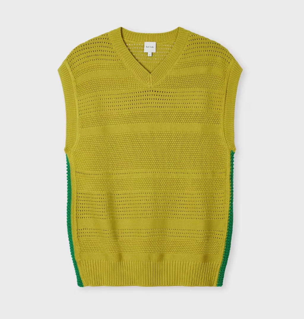 Paul Smith Lime Textured Cotton Knitted Vest
