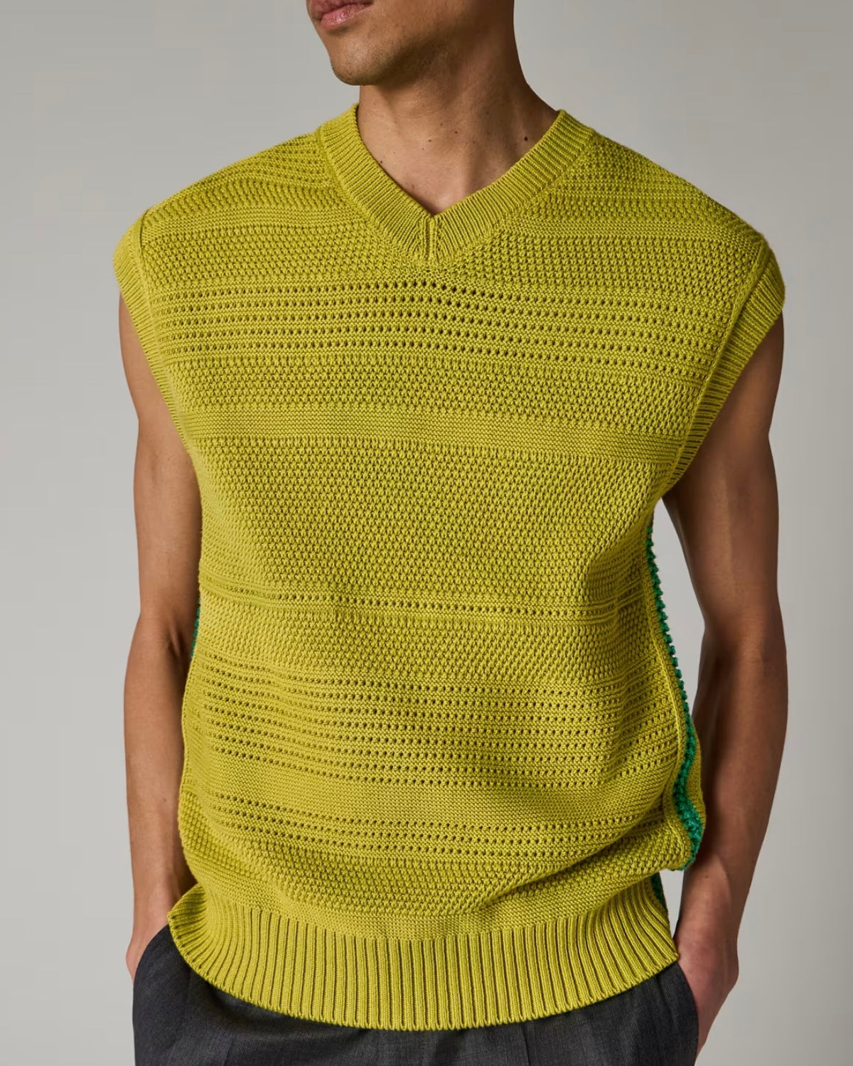 Paul Smith Lime Textured Cotton Knitted Vest