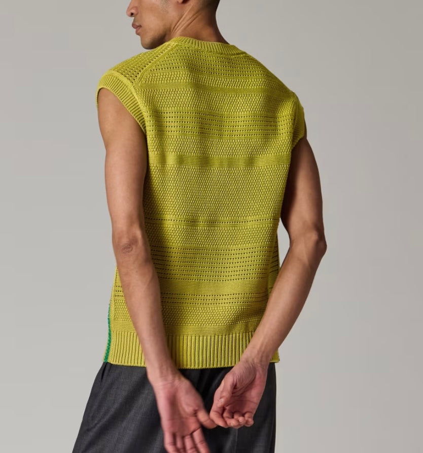 Paul Smith Lime Textured Cotton Knitted Vest
