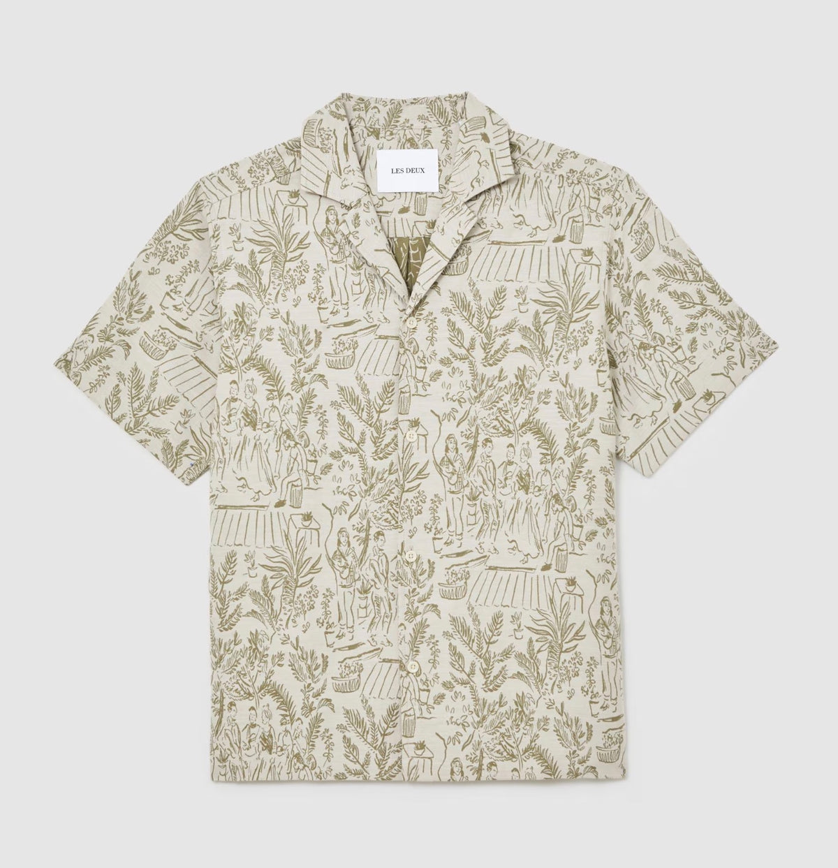 Les Deux Lesley Flower Jacquard Short-Sleeve Shirt