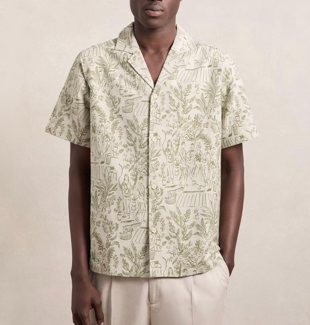 Les Deux Lesley Flower Jacquard Short-Sleeve Shirt