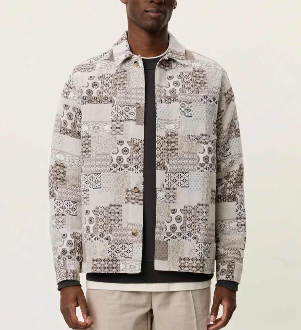Les Deux Layton Patchwork Jacquard Overshirt
