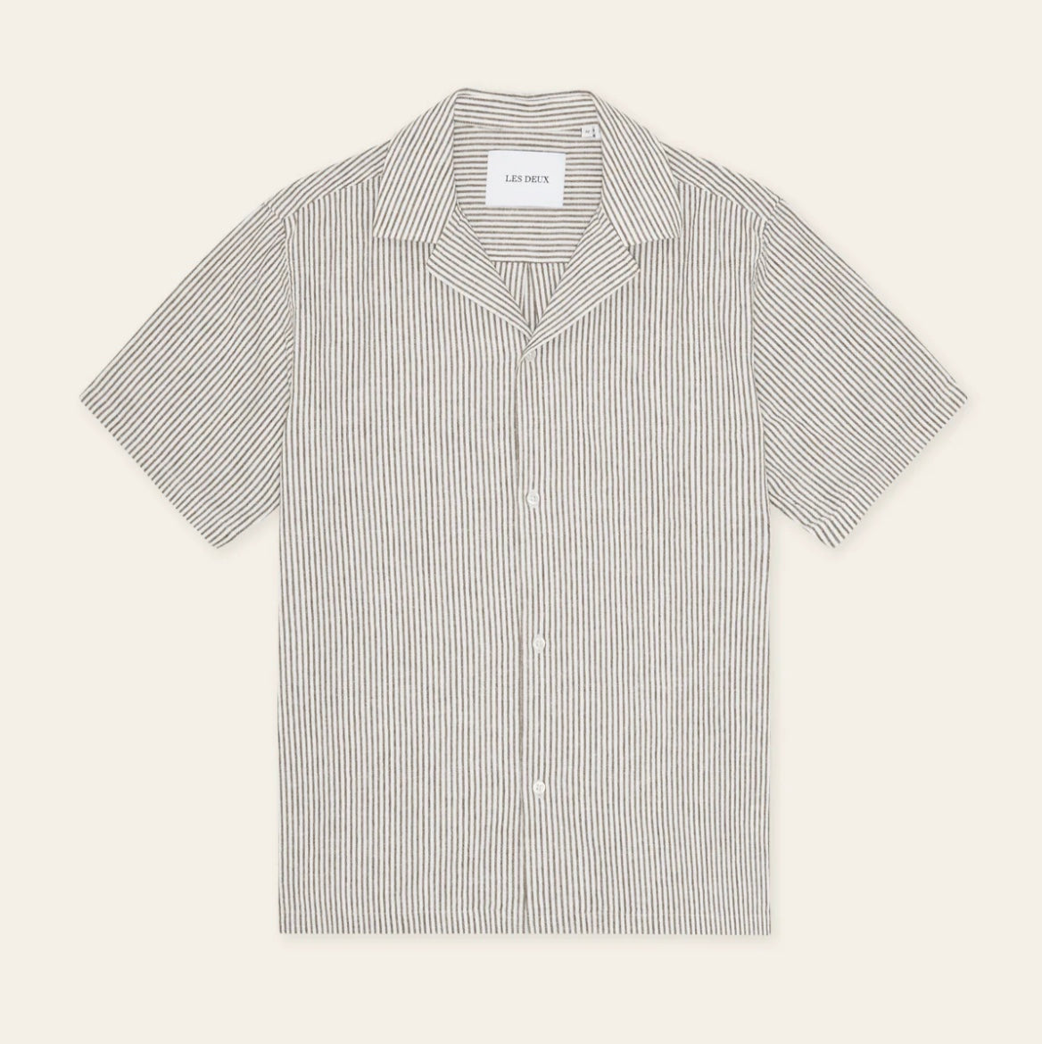 Les Deux Lucas Strip Cotton Linen Short-Sleeve Shirt