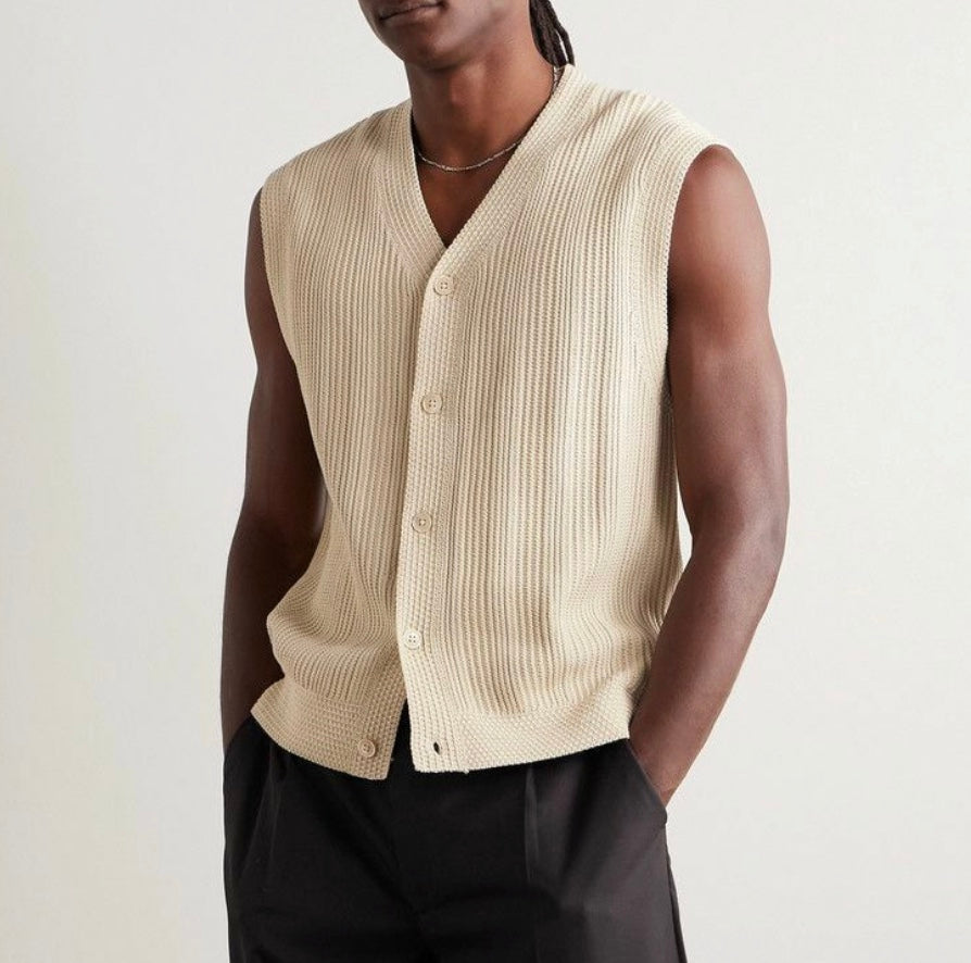 NN.07  Reece Ribbed Organic Cotton Sweater Vest
