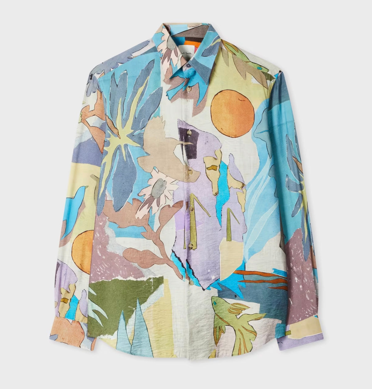 Paul Smith Pastel River Collage Viscose-Blend Shirt