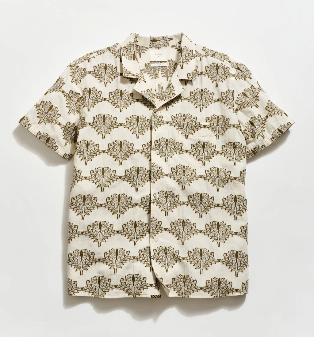 Billy Reid Short Sleeve Botanical Jacquard Camp Shirt