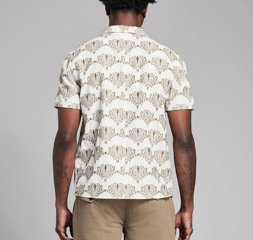 Billy Reid Short Sleeve Botanical Jacquard Camp Shirt