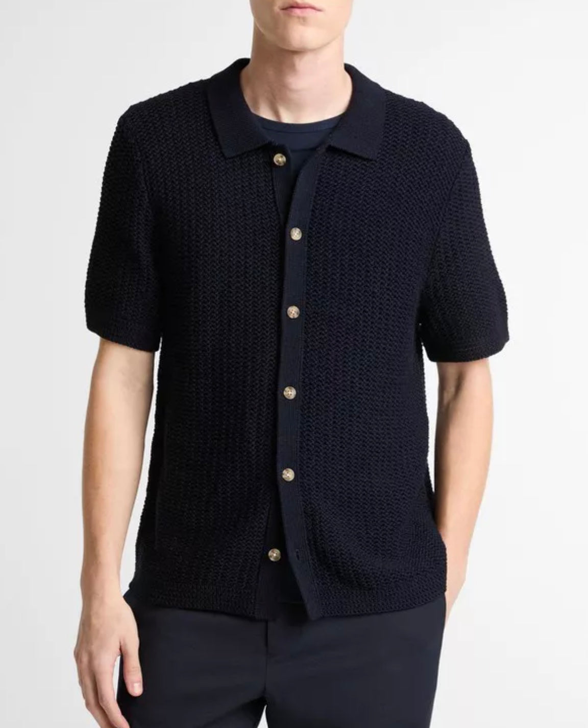 Vince Cotton Crochet Button-Front Shirt