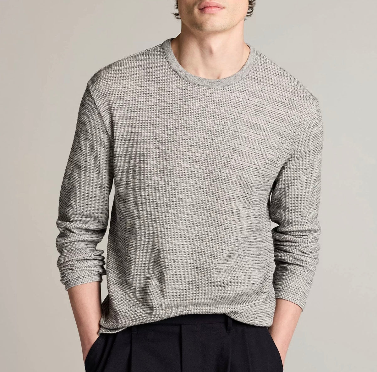 Vince Space-Dye Cotton-Blend Thermal Long-Sleeve T-Shirt