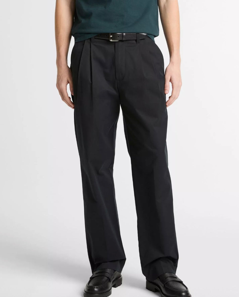 Vince Louie Relaxed Stretch-Cotton Double-Pleated Trouser