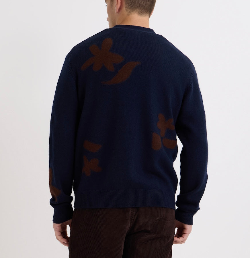 Wax London Walker Cardigan Navy/Brown