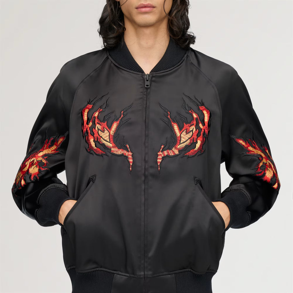 Y-3 Embroidered Graphic Satin Souvenir Jacket