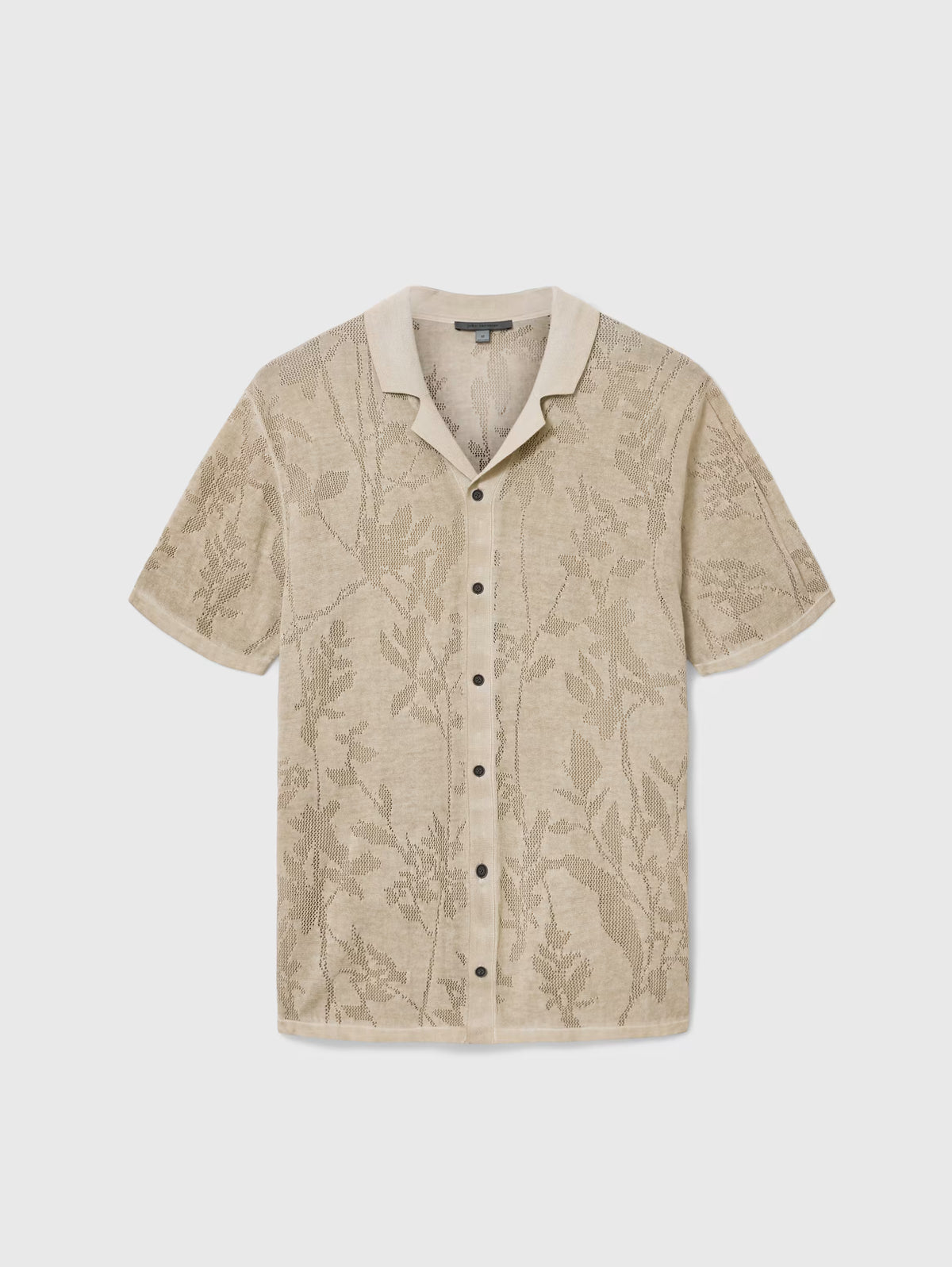John Varvatos Miguel SS Camp Collar W Pointelle & Pigment Dye