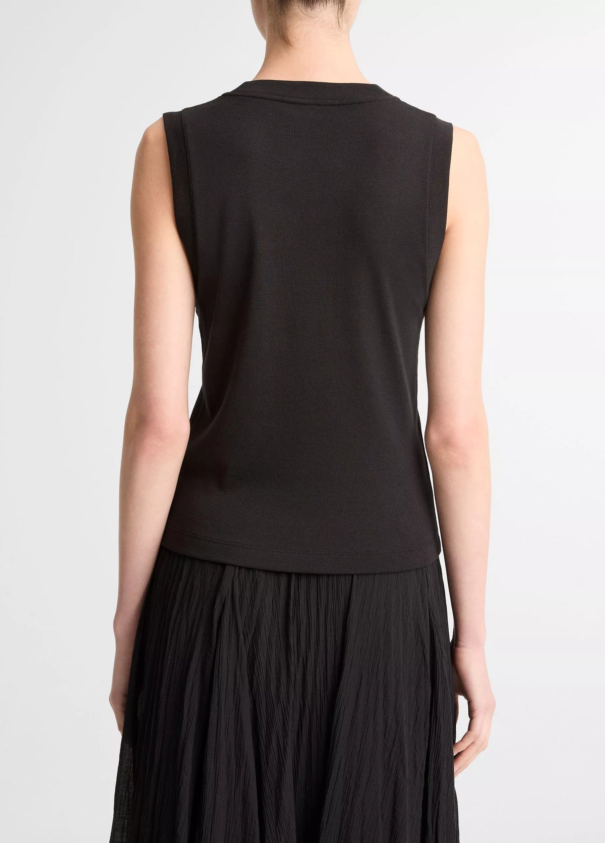 Vince Pima Cotton-Blend High V-Neck Shell