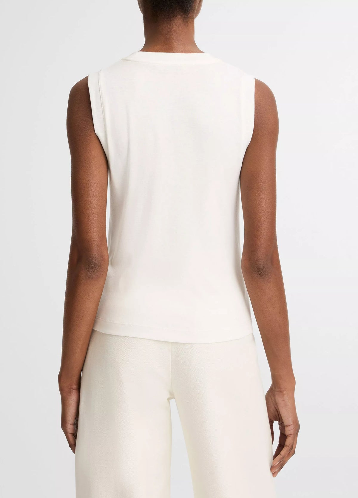 Vince Pima Cotton-Blend High V-Neck Shell