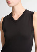 Vince Pima Cotton-Blend High V-Neck Shell