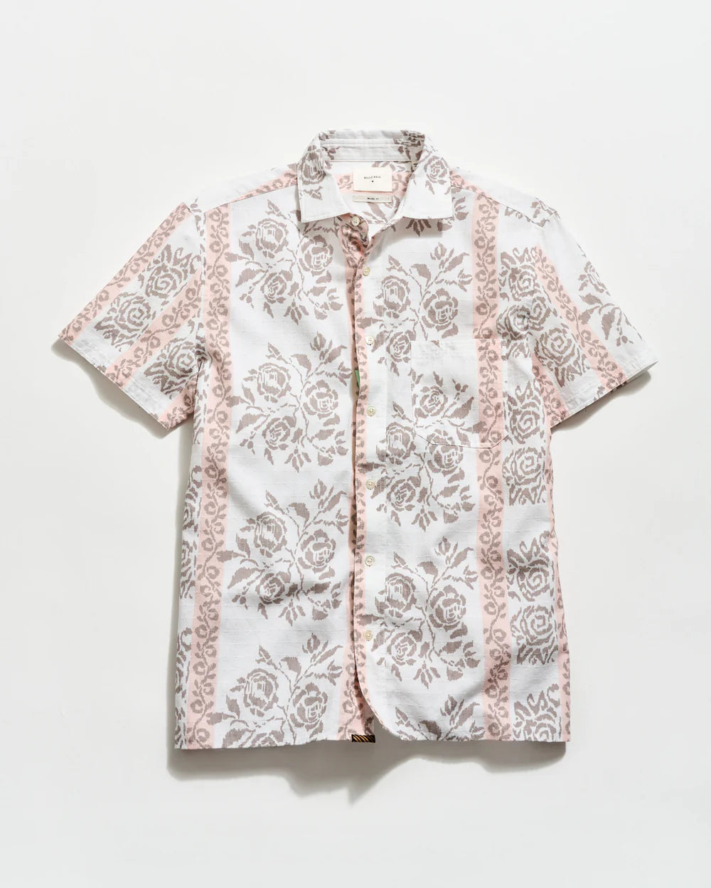 Billy Reid Short Sleeve Textural Tropical Roses Treme Shirt