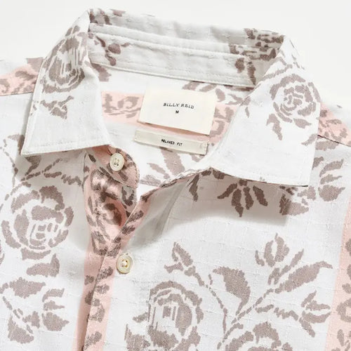 Billy Reid Short Sleeve Textural Tropical Roses Treme Shirt