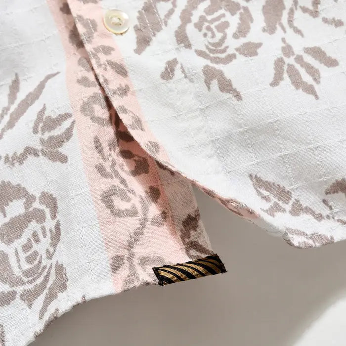 Billy Reid Short Sleeve Textural Tropical Roses Treme Shirt
